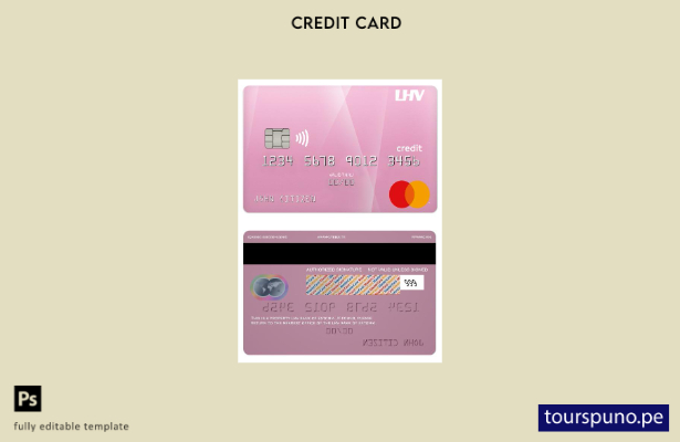 lista para imprimir plantilla de tarjeta mastercard de crédito bancario LHV de E